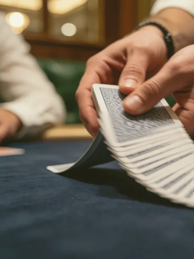A rummy hand beside the conveyor